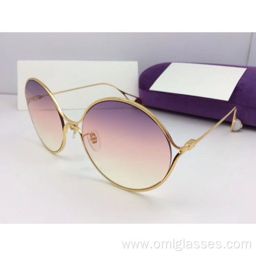 High End Metal Round Sunglasses For Women